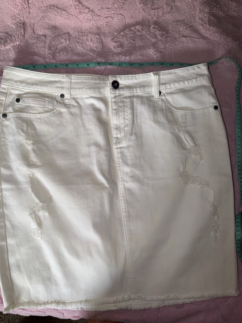 torrid White Distressed Mini Skirt